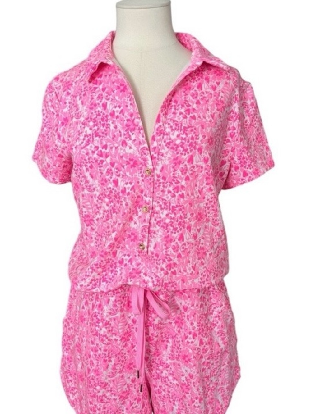 NWT Lilly Pulitzer Pink Shandy Invest a Gator Jorgie Romper Size Medium - Picture 2 of 4